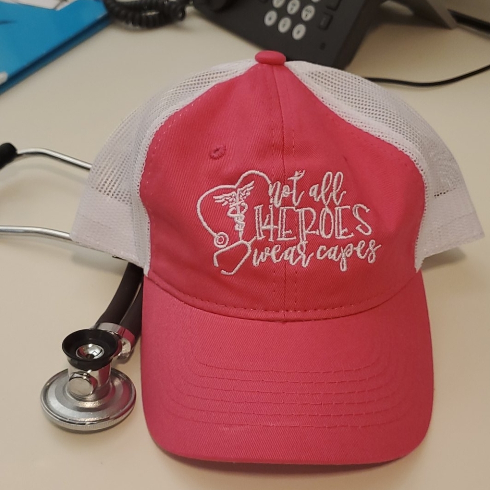 NWOT Pink Nursing Superhero trucker hat